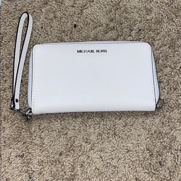 Michael Kors Handbags - Michael Kors Optic White Phone Holder Wallet NWT
